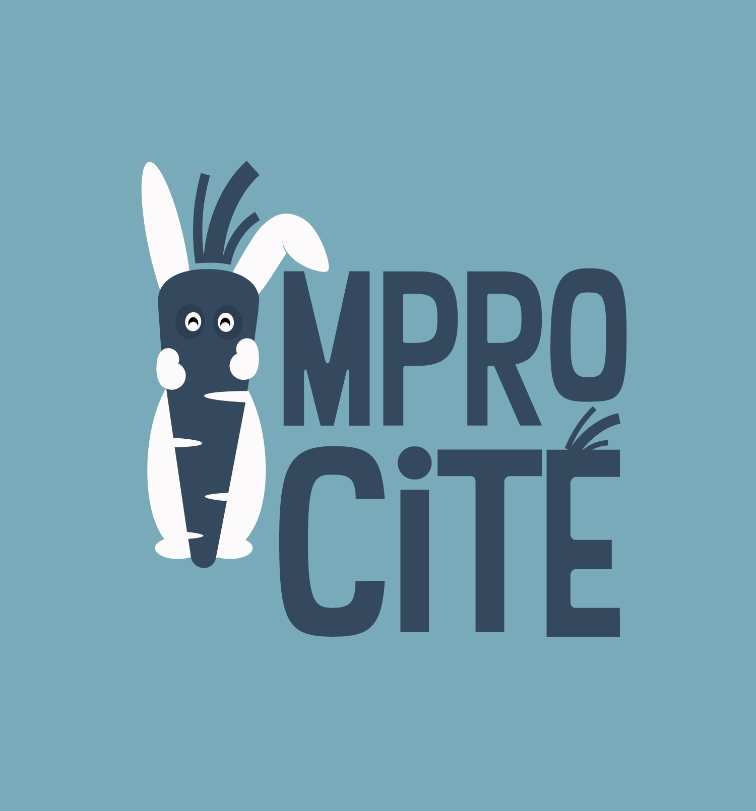 Logo actuel avec un lapin caché derrière une carotte